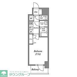 プランドール北浜 1Kの間取図画像