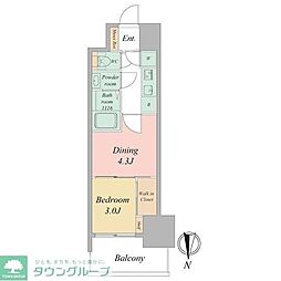 セレニテ東梅田アリエ 2Kの間取図画像