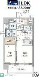 プランドール新北野 1LDKの間取図画像
