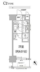 エスリード大阪プライムゲート 1Kの間取図画像