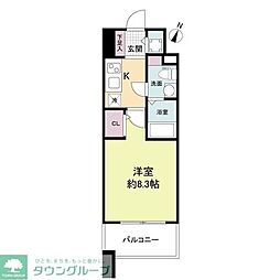 プラウドフラット新大阪 1Kの間取図画像