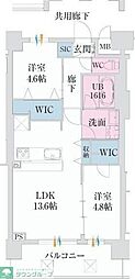 スプランディッド難波VII 2LDKの間取図画像