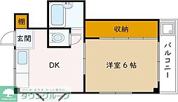 102号岡崎マンション 1DKの間取図画像