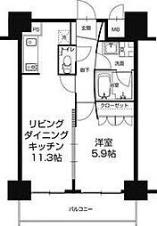 ラドゥセール中之島 1LDKの間取図画像