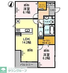ソレアード 2LDKの間取図画像