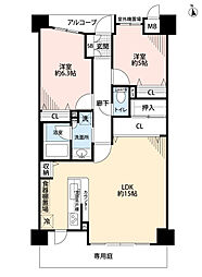 コスモコート西宮ベルジェ 2LDKの間取図画像