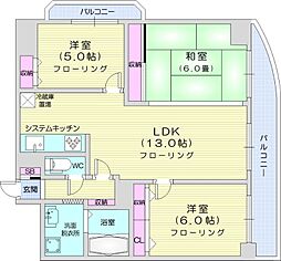 朝日プラザ円山公園 3LDKの間取図画像