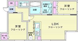 レジデンスシンメイ北円山 2LDKの間取図画像