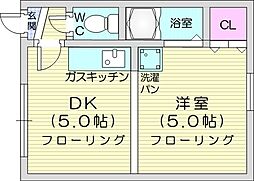 グランツール北26条 1DKの間取図画像