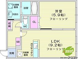 K'skowaN20 1LDKの間取図画像
