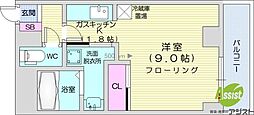 ルーブル4条館 1Kの間取図画像