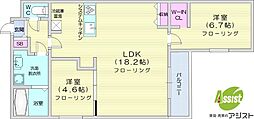 札幌市中央区南十五条西8丁目マンション 2LDKの間取図画像
