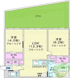 札幌市中央区南四条西25丁目マンション 2LDKの間取図画像