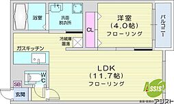 アリュール南6条 1LDKの間取図画像
