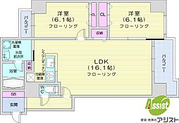 SquareMs6142 2LDKの間取図画像