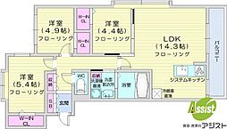 アルファスクエア北11東1 2SLDKの間取図画像