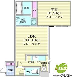 グローリア南10 1LDKの間取図画像