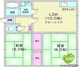 第三小林マンション 2LDKの間取図画像