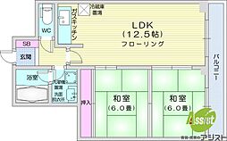メゾンプリヴェ旭山公園通 2LDKの間取図画像