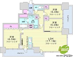 ザ・札幌タワーズウエストタワー 3LDKの間取図画像