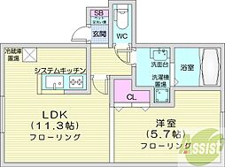 FS39 1LDKの間取図画像
