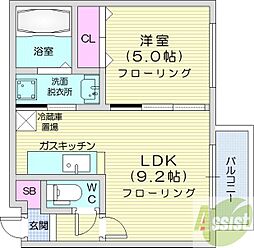 フェリーク 1LDKの間取図画像