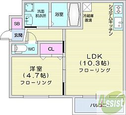 FAVORITENAKANOSHIMA 1LDKの間取図画像