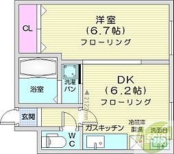 セントラル6 1DKの間取図画像