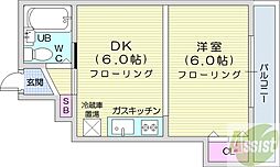 ロイヤルコート円山 1DKの間取図画像