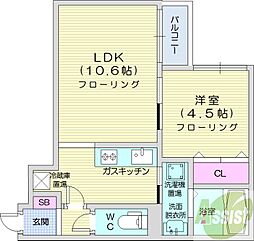 サンルーチェ山鼻 1LDKの間取図画像