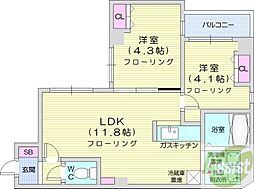 プロヴィデンス宮の森 2LDKの間取図画像