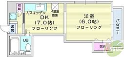 札幌JOW2ビル 1DKの間取図画像