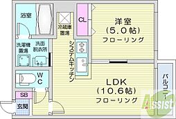 ブリス豊平公園 1LDKの間取図画像