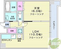 ノーザンヒルズ南10条 1LDKの間取図画像