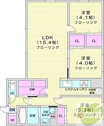 アーバス南10条 3LDKの間取図画像