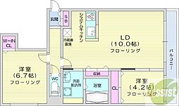 ロイヤルガーデン北6条 2LDKの間取図画像