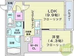 グランベール (Grandvert) 1LDKの間取図画像