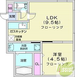 パークスクエア円山公園 1LDKの間取図画像