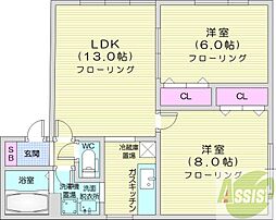 ヴェールアレA 2LDKの間取図画像
