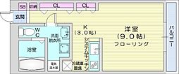エルピーダ大通 1Kの間取図画像