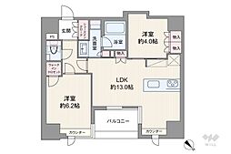グリーンパーク日本橋堀留町 2LDKの間取図画像