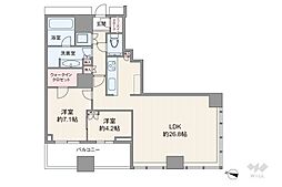 勝どきザ・タワー 2LDKの間取図画像