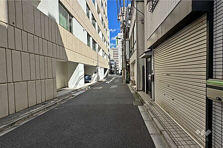敷地南側の前面道路(西側から)