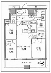 勝どきザ・タワー 3LDKの間取図画像
