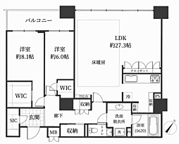オリゾンマーレ 2LDKの間取図画像