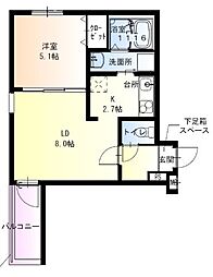 フジパレス津久野東 1LDKの間取図画像