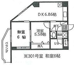 東西ビル 2DKの間取図画像