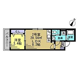 市川市日之出アパート 1LDKの間取図画像