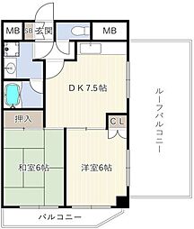 ファミリオン南葛西 2DKの間取図画像