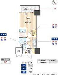 レフィールオーブ南行徳駅前 1Kの間取図画像